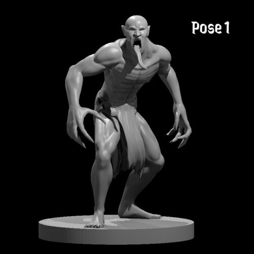 Rendus 3D d'une figurine de goules en 28mm
