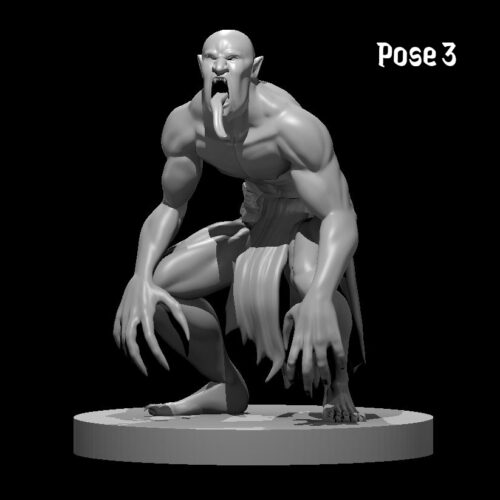 Rendus 3D d'une figurine de goules en 28mm