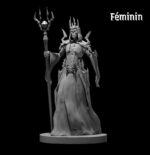 Rendus 3D d'une figurine de liche féminine en 28mm