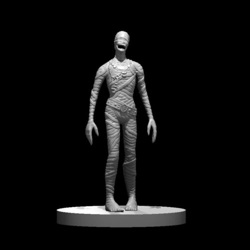 Rendus 3D d'une figurine de momie en 28mm