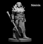 Rendus 3D d'une figurine d'orc féminine en 28mm