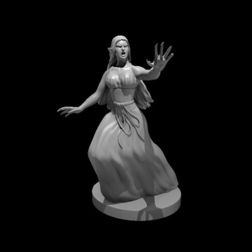 Rendus 3D d'une figurine de banshie en 28mm