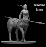 Rendus 3D d'une figurine de centaure en 28mm