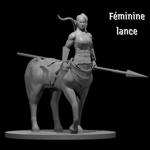 Rendus 3D d'une figurine de centaure en 28mm
