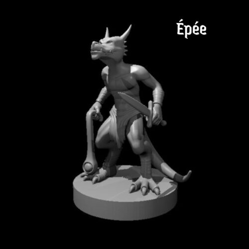 Rendus 3D d'une figurine de Kobold en 28mm