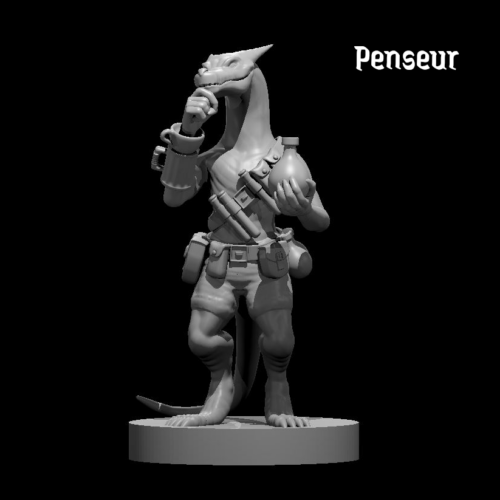 Rendus 3D d'une figurine de Kobold en 28mm