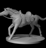 Rendus 3D d'une figurine d'un cheval de selle en 28mm