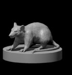 Rendus 3D d'une figurine de rat géant en 28mm