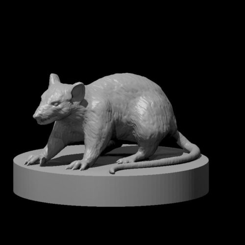Rendus 3D d'une figurine de rat géant en 28mm