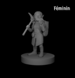 Rendus 3D d'une figurine de gnome des profondeurs féminine en 28mm