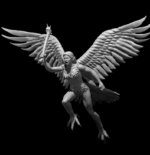 Rendus 3D d'une figurine de harpie en 28mm