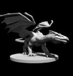 Rendus 3D d'une figurine d'un jeune dragon blanc en 28mm