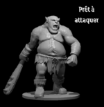 Rendus 3D d'une figurine d'un ogre prêt à attaquer en 28mm