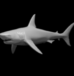 Rendus 3D d'une figurine de requin-chasseur en 28mm