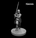 Rendus 3D d'une figurine d'une vétérante féminine en 28mm