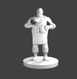 Rendus 3D d'une figurine d'un barman en 28mm