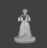 Rendus 3D d'une figurine d'une serveuse en 28mm