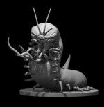 Rendus 3D d'une figurine d'un ver charognard en 28mm