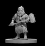 Rendus 3D d'une figurine d'un paysan nain en 28mm