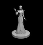 Rendus 3D d'une figurine d'un commerçante humaine en 28mm