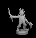 Rendus 3D d'une figurine de roi gnome en 28mm