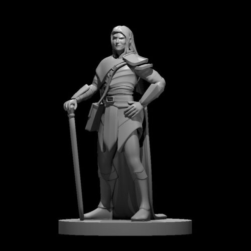 Rendus 3D d'une figurine d'un commerçant homme en 28mm