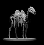 Rendus 3D d'une figurine de cheval de selle mort-vivant en 28mm