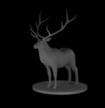 Rendus 3D d'une figurine de cerf en 28mm
