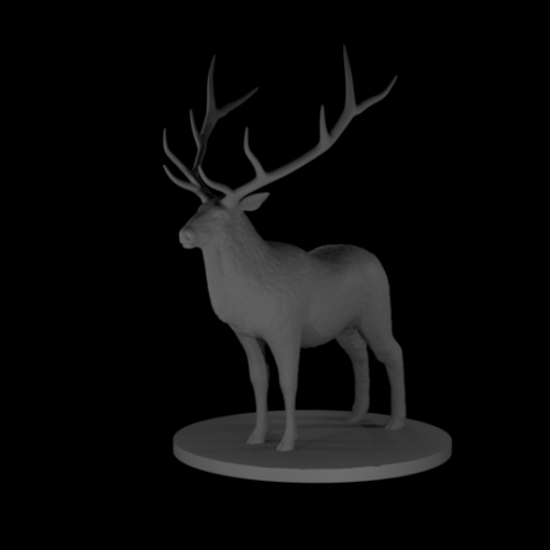 Rendus 3D d'une figurine de cerf en 28mm