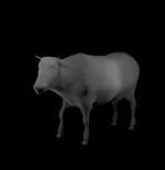 Rendus 3D d'une figurine de vache en 28mm