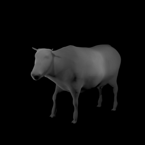 Rendus 3D d'une figurine de vache en 28mm