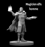 Rendus 3D d'une figurine de magicien elfe masculine en 28mm