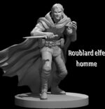 Rendus 3D d'une figurine de roublard elfe masculine en 28mm